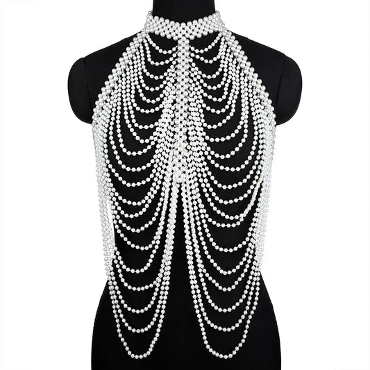 Layered Pearl Body Chain Necklace