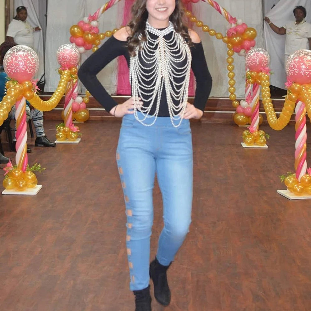 Layered Pearl Body Chain Necklace