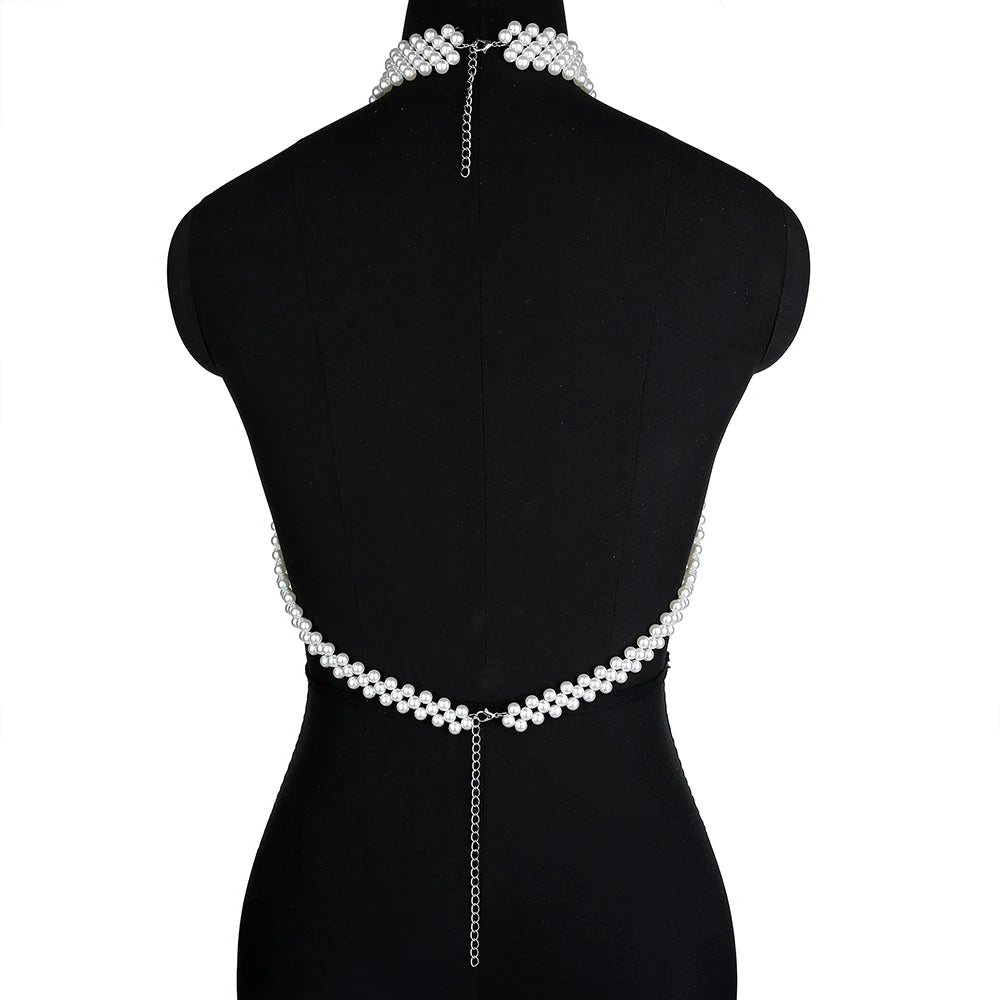 Layered Pearl Body Chain Necklace