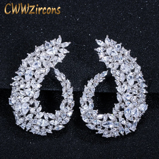 Floral CZ Hoop Earrings