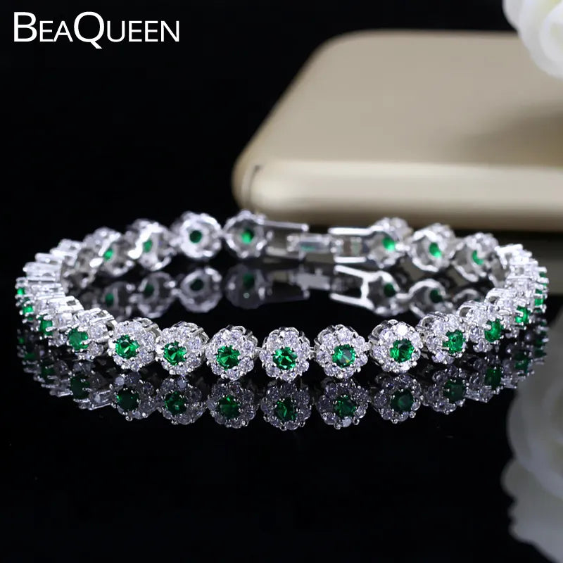 Emerald Halo CZ Tennis Bracelet