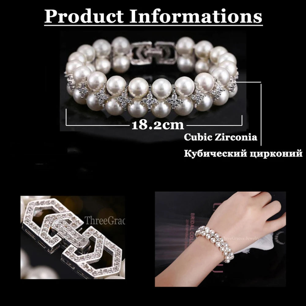 Double Pearl CZ Bridal Bracelet